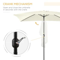 Outsunny 6.5x10ft Rectangle Aluminum Tilt Patio Umbrella, Garden Market Parasol, Outdoor Sunshade Canopy with Crank, Cream White(m-5)
