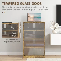 HOMCOM 5-Tier Media Cabinet, Media Stand with Adjustable Shelves, Tempered Glass Doors, and Cable Management, Rustic Brown(m-7)