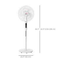 HOMCOM Standing Floor Fan with Remote Control, Stand Up Cooling Fan, Tall Pedestal Electric Fan for Home Bedroom, White(m-3)