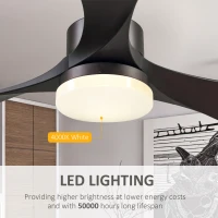 HOMCOM 52" Reversible 3 Blades Ceiling Fan with Light, Modern Indoor Mount LED Lighting Fan with Remote Control, for Bedroom, and Living Room, Brown(m-5)