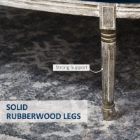 HOMCOM Vintage Semi-Circle End of Bed Bench, Upholstered Bedroom Entryway Bench with Tufted Velvet-Touch Fabric with Rubberwood Legs, Blue(m-5)