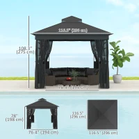 Outsunny 10' x 10' Outdoor Gazebo with Shelves and Netting, UV30+ Double Roof Patio Gazebo for Lawn, Backyard and Deck(m-3)