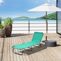 Outsunny Outdoor Folding Lounge Chair, Steel Tanning Chair with Reclining Back, Breathable Mesh for Beach, Yard, Patio, Green(m-1)