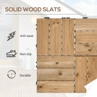 Outsunny 27 Pcs Wood Interlocking Deck Tiles, 12 x 12in Outdoor Flooring Tiles for Indoor and Outdoor Use, Tools Free Assembly, Brown(m-4)