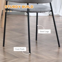 HOMCOM Modern Dining Chairs Set of 2, Linen Touch Fabric Accent Chairs with Armrests, Kitchen Chairs with Steel Legs for Living Room, Grey(m-6)