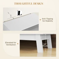 HOMCOM Boho Sideboard Storage Cabinet with Rattan Doors, White(m-7)