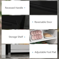 HOMCOM Upright Freezer, 3 Cu.Ft Mini Freezer with Reversible Single Door, Adjustable Thermostat for Home, Dorm, Black(m-7)