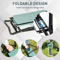 Outsunny  Garden Kneeler Seat Foldable Stool Bench 2 EVA Foam Kneeling Pad and 1 Large Tool Pouch(m-5)