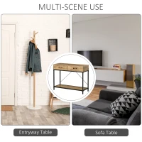 HOMCOM 39" Vintage Console Table, Narrow Entryway Table with Drawers, Storage Shelf for Behind Couch, Living Room, Hallway, Bedroom, Brown(m-7)