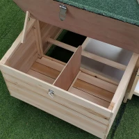 PawHut 77" Wooden Chicken Coop with Nesting Box, Cute Outdoor Hen House with Removable Tray, Ramp Run, for Garden Backyard, Natural(m-8)