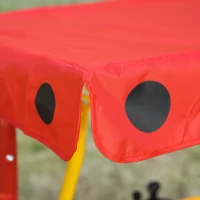 Outsunny Porch Swing for Kids with Adjustable Canopy to Block Sun at Angles, Kids Swing Chair with Seatbelts, Ladybug Pattern, Gift for Kids Ages 3-6, Red(m-9)