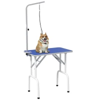 PawHut Foldable Pet Grooming Table for Dogs Cats with Adjustable Arm, Non-slip Surface, Blue(m-11)