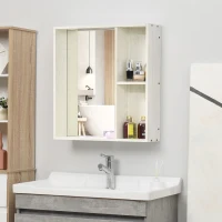 kleankin 24.75" x 25.5" Bathroom Medicine Cabinet with Mirror, Storage Shelf, Over Toilet Bathroom Cabinet Wall Mounted for Living Room and Laundry Room, White(m-2)