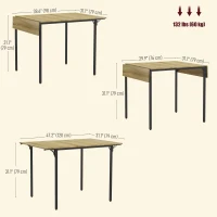 HOMCOM Drop Leaf Folding Dining Table for Small Space, Extendable Kitchen Table for 2 to 4 People, Natural Wood(m-3)