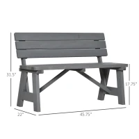 Outsunny Wooden Garden Bench for Outdoor, 2-person Patio Bench, Loveseat Furniture for Lawn, Deck, Yard, Porch and Entryway, Grey(m-3)