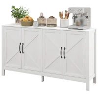 HOMCOM Sideboard Buffet, Storage Cabinet with Barn Door and Adjustable Shelf, TV Stand for TVs up to 65 Inches, White(m-2)