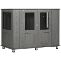 PawHut Dog Crate Furniture, Wooden End Table Furniture with Lockable Magnetic Doors, Extra Large Size Pet Kennel Ind(m-12)