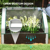 Outsunny Raised Garden Bed, Outdoor Metal Planter Box with Mini Greenhouse, White and Silver(m-6)
