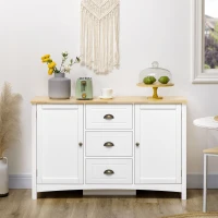 HOMCOM Buffet Cabinet with 3 Storage Drawers, Sideboard for Living Room, White(m-7)