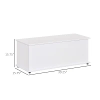 HOMCOM 39.5" Storage Chest with 2 Safety Hinges, Storage Box Organizer with Flip-Top Lid, Entryway Storage Bench, White(m-3)