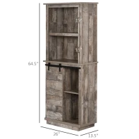 HOMCOM Freestanding Rustic Kitchen Buffet with Hutch, Pantry Storage Cabinet with Sliding Barn Door, Adjustable Shelf, Vintage Wood(m-3)