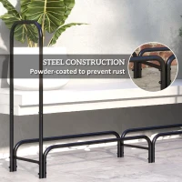 Outsunny 6ft Outdoor Firewood Rack with Cover, Adjustable Wood Storage Holder, Indoor Outdoor Log Rack for Fireplace, Black(m-6)