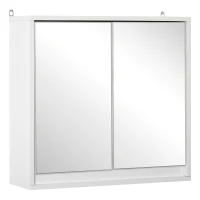 HOMCOM Wall Mounted Bathroom Medicine Cabinet Mirrored Cabinet with Hinged Door 2-Tier Storage Shelves White(m-2)