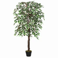 Outsunny 5.3ft Artificial Tree, Indoor Fake Ficus with Pot, for Home Office Living Room Decor(m-11)