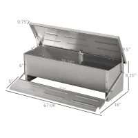 PawHut Automatic Chicken Feeder, 22.5 lbs Capacity Poultry Feeder with Self Opening Treadle, Weather Resistant Lid, for 6 Chickens, Silver(m-3)