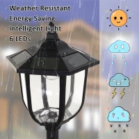Outsunny Outdoor Solar Lamp Post Street Light, Waterproof with Auto Sensor Control, Adjustable Brightness, Beautiful Classic Lantern Style, for Pathway, Backyard, Porch, Patio(m-7)