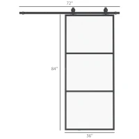 HOMCOM 36" x 84" Sliding Door with Hardware Kit, Handle, & Track, Frosted Tempered Glass Door, Easy Installation(m-3)
