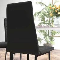 HOMCOM High Back Dining Chairs, Modern Upholstered PU Leather Accent Chairs with Metal Legs for Kitchen, Set of 6, Black(m-7)