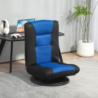 HOMCOM Folding Floor Chair for Adults Teens, 360 Degree Swivel Gaming Chair, 6 Positions Adjustable Lazy Sofa, Blue(m-1)