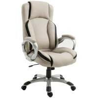 Vinsetto Office Chair PU Leather Executive on Rolling Wheels Task Computer Height Adjustable Swivel Ergonomic, Greige and Black(m-11)
