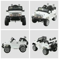 Aosom 12V Kids Battery Powered Off Road Truck with Remote Control Speeds Lights MP3 LCD Power Indicator Adjustable Speed White(m-8)
