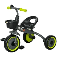 Qaba Tricycle for Toddler 2-5 Year Old Girls and Boys, Toddler Bike with Adjustable Seat, Basket, Bell, Black(m-2)