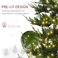 HOMCOM 8 Foot Prelit Artificial Christmas Tree with 1026 Realistic Branches, Warm White LED lights, Auto Open, Green(m-6)