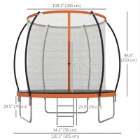 Soozier 10ft Outdoor Trampoline with Enclosure Net and Ladder, Backyard Fitness Trampoline for Teens and Adults(m-3)