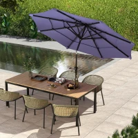Outsunny 10.7FT Patio Umbrella with 8 Ribs, Crank, Push Button Tilt, Air Vents, for Backyard, Deck and Lawn, Purple(m-9)