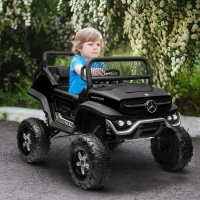 Aosom Licensed Mercedes-Benz Unimog 12V Kids Ride on Truck with Remote Control, Battery Powered Electric Car with Spring Suspension, LED Light, Horn, Music, Black(m-10)