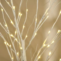 HOMCOM 5 ft Artificial Birch Tree Light with Pre-Lit LED Light for Home Party, Indoor and Covered Outdoor Use(m-9)