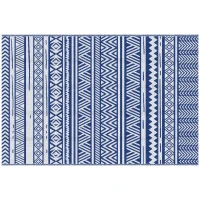 Outsunny Reversible Outdoor Rug, Patio Floor Mat, 6' x 9' Plastic Rug for Backyard, Deck, Beach, Camping, Dark Blue and White(m-9)