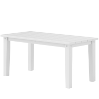 Outsunny Rectangle Outdoor Coffee Table, HDPE All-Weather Outdoor Patio Table with Slatted Tabletop for Yard, Balcony, White