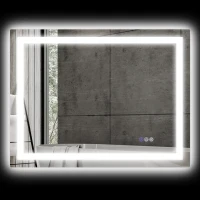 HOMCOM Dimmable Bathroom Mirror with Lights, 35" x 28" Backlit/Front Lit LED Mirror, Anti-Fog, Memory, Infinite Color Temp(m-1)