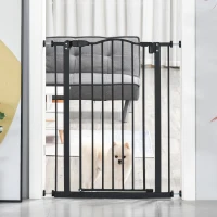PawHut Extra Tall Dog Gate with Door, Pressure Fit, Auto Close, Double Locking for Doorways Hallways Stairs, 29"-32", Black(m-1)