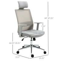 Vinsetto High Back Office Chair, Swivel Task Chair with Lumbar Back Support, Breathable Mesh, and Adjustable Height, Headrest, Grey(m-3)