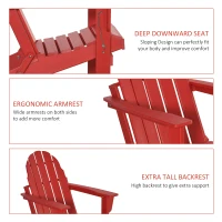 Outsunny Folding Adirondack Chair, HDPE Fire Pit Chair, Weather Resistant Outdoor Chair for Patio, Garden, Backyard, Lawn, Red(m-5)