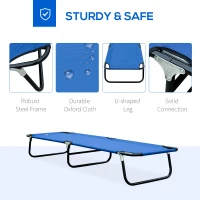 Outsunny Folding Camping Cot for Adults Portable Outdoor Sleeping Bed for Office Beach Home, Blue(m-5)