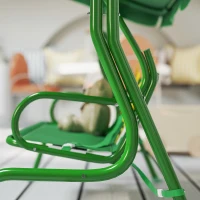 Qaba Kids Patio Swing Chair with Adjustable Canopy, Safety Belt for Patio, Garden, Poolside, Balcony, Dark Green(m-8)