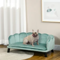 PawHut Pearl Design Pet Sofa for Medium and Large Sized Dogs, Pet Bed with Cushion and Solid Wood Legs, Green(m-10)